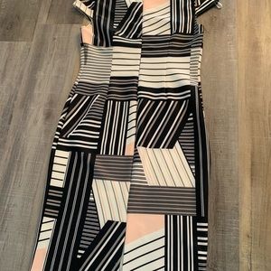 Black pink grey white abstract scuba dress